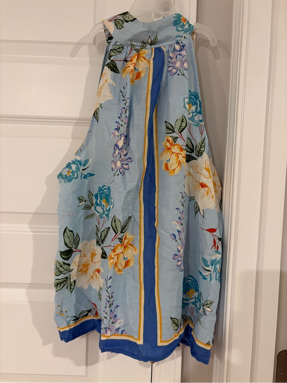 Joie Light Blue Floral Halter Silk Blend Top